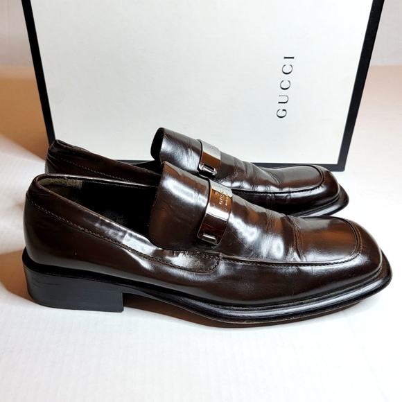 Gucci Other - Gucci Men's Square Toe Dark Brown Dress Loafer Shoes